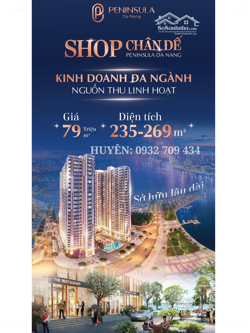 Shophouse Khối đế Peninsula đà Nẵng Ven Sông Hàn, Căn Góc, Sở Hữu Lâu Dài, Giá Chỉ Từ 80tr/m²