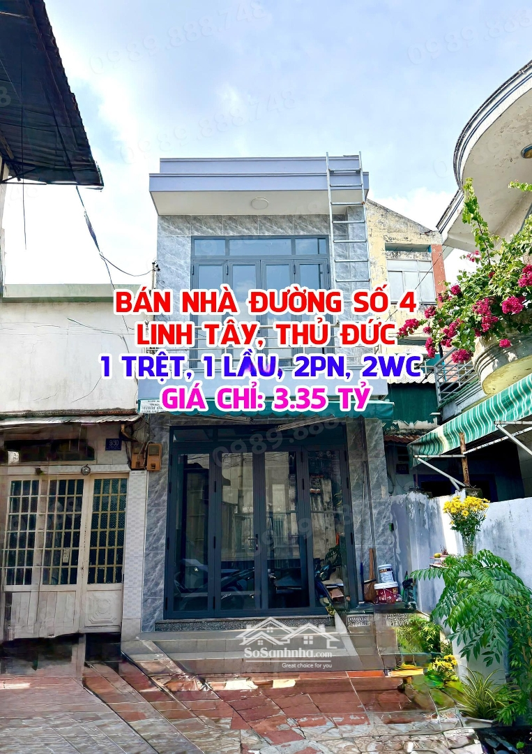 Bán Nhà đường Số 4, Phường Linh Tây, Thủ đức - Giá 3.35 Tỷ