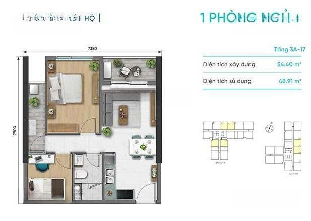 Căn 1pn+ 54m2 Tầng Cao View Thoáng, Giá 3,450 Tỷ