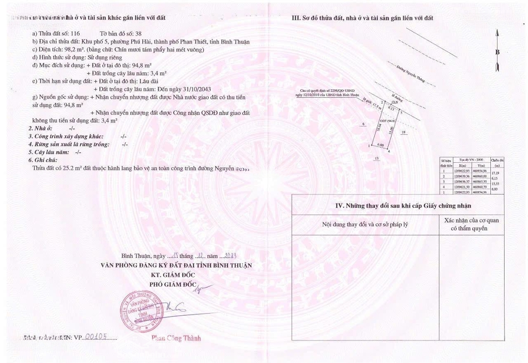 Bán đất Mặt Tiền Nguyễn Thông, Phường Phú Thuỷ, Lâm đồng 98m2 Chỉ 2,850 Tỷ