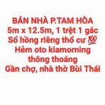 BÁN NHÀ P.TAM HÒA, 1TRỆT 1GÁC, SỔ HỒNG THỔ CƯ, ĐƯỜNG OTO THÔNG GẦN GX BÙI THÁI (NP869)