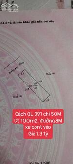 Cần bán đất 100m2 mặt đường 391 đi vào 50M. Giá 1.3 tỷ tại An Thanh, Tứ Kỳ, HD