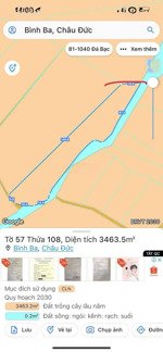 bán gấp 3400 view suối bình ba châu đức giá 2 tỷ 1 đường nhựa lh: 