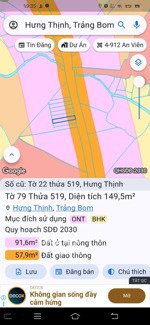 900tr sở hữu lô mặt tiền đường nhựa hưng thịnh, trảng bom, đồng nai. 149,5m2. kinh doanh hiện hữu