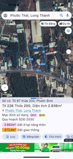 kẹt vốn bán lô đất 2936m2 giá 35,232 tỷ xã phước thái, long thành đồng nai