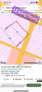 Bán 1,8 ha đất Vĩnh Thanh, Nhơn Trạch ngay Lê Hông Phong