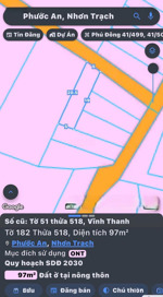 bán đất vĩnh thanh, nhơn trạch, đn. full thổ cư, dt 97m2, giá tốt, đầu tư sinh lời nhanh chóng