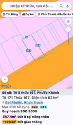 bán lô đất mặt tiền đường phạm thái bường, phước khánh, nhơn trạch. dt 621m2, giá siêu tốt, lh ngay