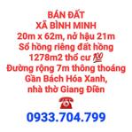 BÁN 1278m2 ĐẤT XÃ BÌNH MINH, SỔ HỒNG THỔ CƯ ĐƯỜNG RỘNG 7m THÔNG GẦN NHÀ THỜ GIANG ĐIỀN