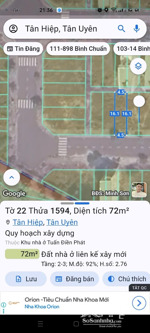 bán đất nền dự án kdc tuấn điền phát, 1,42 tỷ, 72m2, ở vĩnh tân, tân uyên, bình dương