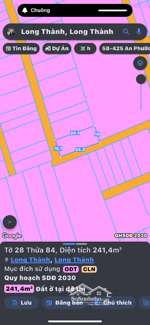 lô đất thị trấn long thành gần kề sân bay cách chợ mới long thành 1km,241m2 thích hợp xây nhà,vườn