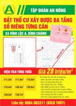 Bán Đất Vĩnh Lộc A , Huyện Bình Chánh, TP HCM