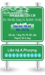Chính Chủ Bán nhà 102m2, mặt tiền 5.3m, giá tốt nhất khu vực Kim Mã, Giảng Võ, Ba Đình, Hà Nội