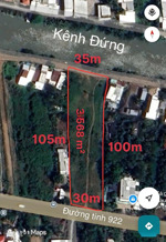 cho thuê 3.568 m² đất mặt tiền đường tỉnh 922 mặt sau giáp sông kênh đứng, lộ container