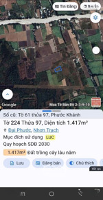 bán đất xã phước khánh, nhơn trạch. dt 1417m2, giá tốt, gd ngay trong ngày, lh sớm, hỗ trợ 24/24