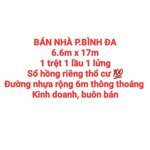 BÁN NHÀ BÌNH ĐA, 1TRỆT 1LẦU 1LỬNG, SỔ HỒNG THỔ CƯ, ĐƯỜNG NHỰA 6m THÔNG THOÁNG BUÔN BÁN
