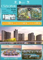 quỹ căn studio mới nhất - tòa z1 - tầng trung -masteri grand coast - view hồ tạo sóng