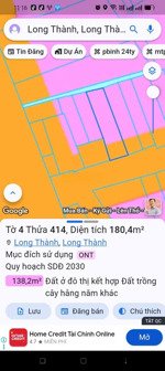 bán đất 382m2 tại tt long thành, mt đường lê quang định