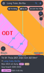 bán đất mặt tiền đường tỉnh 44, phường long toàn, bà rịa