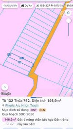 bán đất vĩnh thanh, nhơn trạch. full thổ cư, dt 147m2, sang tên ngay trong ngày, giá siêu tốt