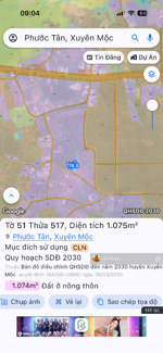tân rú - phước tân 1074.5m2 phủ hồng - mặt tiền nhựa 8m ngang 15m x 76.5m sổ hồng riêng giá ngộp