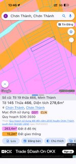 bán đất nền đường 40 chơn thành, bình phước 278,6m quy hoạch odt, giá tốt