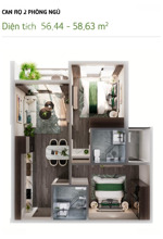 bán căn 2 phòng ngủ 54m2 giá ngang căn 1 phòng ngủ, siêu tốt để mua ở và đầu tư