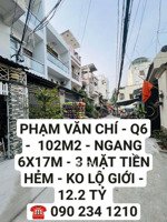 nhà 102m2 - ngang 6x17m - phạm văn chí - q6 - đầy đủ nội thất - chỉ 12.2 tỷ hơn