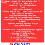 BÁN 11.000m2 KHO, NHÀ XƯỞNG, CÔNG TY, ĐANG CHO THUÊ 750TR/THÁNG, GÓC 3 MẶT ĐƯỜNG NHỰA 14M (X085)