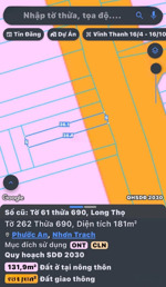 bán đất mặt tiền hùng vương, long thọ. dt 181m2, trong đó có 131m2 thổ cư, sang tên ngay trong ngày