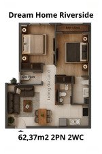 bán căn hộ 2pn 60m2 dhri quận 8 - 62m2 - 1,6 tỷ/căn