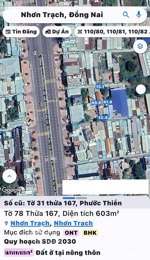 bán đất xã phước thiền, nhơn trạch. dt 603m2, trong đó có 75m2 thổ cư, giá siêu tốt, đầu tư ngay