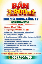 BÁN 3800m2 KHO, NHÀ XƯỞNG, CÔNG TY GẦN KCN AMATA, SỔ HỒNG RIÊNG SKC (X048)