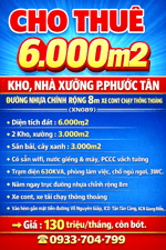 CHO THUÊ 6.000m2 KHO, NHÀ XƯỞNG P.PHƯỚC TÂN ĐƯỜNG RỘNG 8m XE CONT CHẠY THÔNG THOÁNG (XN089)