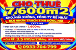 CHO THUÊ 11.000m2 KHO, NHÀ XƯỞNG, CÔNG TY GẦN KCN BIÊN HÒA TỈNH ĐỒNG NAI GIÁ RẺ (XT030)