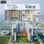 victoria village - bán căn hộ 2 phòng ngủ, 1 toilet - tim tường 52m2 - giá 4.45 tỷ chưa bao gồm vat