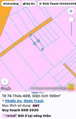 bán đất phước an, nhơn trạch. dt 100m2, full thổ cư, giá siêu tốt, sổ cất két, lh ngay hôm nay