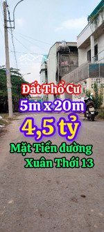 bán đất thổ cư 5m x 20m mặt tiền đường xuân thới 13