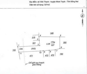 327m2, đường bê tông 9m, khu dân cư xã vĩnh thanh