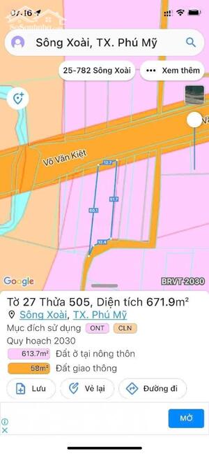 Bán Đất Võ Văn Kiệt, Sông Xoài, Phú Mỹ, Bà Rịa Vũng Tàu 672m2