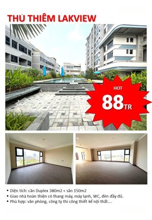 * cho thuê văn phòng tại thủ thiêm lakeview, 88 triệu, 308 m2, đẹp, nhiều tiện ích