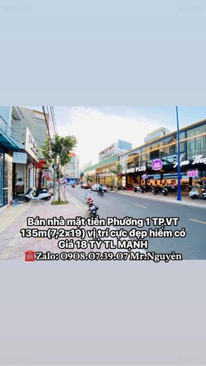 bán nhà mặt tiền trung tâm tp.vt ngang 7,25m cực đẹp giá chỉ 17,9 tỷ còn tl