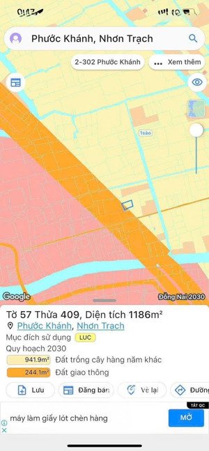bán đất mặt tiền đường liên cảng xã phước khánh