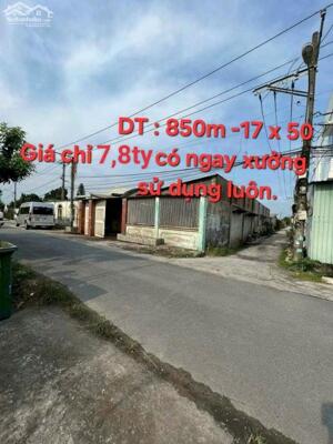 Kho xưởng 2 mặt tiền đường số 88-Tân Phú Trung-Củ Chi.Dt 17x50~850m2~6,9ty