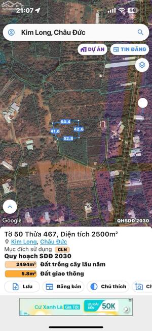 Đầu Tư Đất Vườn BRVT – 2.500m² Đất Đỏ Mặt Tiền Đường Kim Long Châu Đức, Gần Quốc Lộ