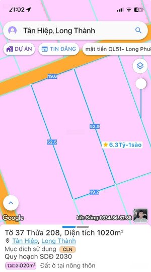 bán 20x50m2 , 100m2 thổ cư, xã tân hiệp, long thành. 0988960805. mr. hùng