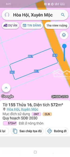 bán đất tại xã hòa hội, 1,5 tỷ, 550 m2, mặt tiền 14m, đường nhựa, hàng hot! lh: 0943138178