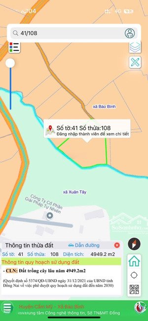 bán đất tại đt 765, cẩm mỹ, đồng nai, 2,8 triệu, 4949 m2 giá tốt