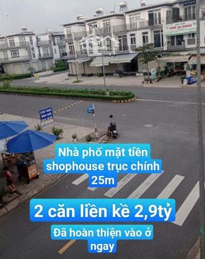 nhà phố shophouse mặt tiền đường chính 25m, dt 5x17 trệt hai lầu, shr đã hoàn thiện vào ở ngay