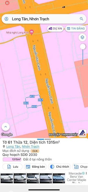 bán đất mặt tiền đường nguyễn hữu cảnh, long tân. dt 1315m2, giá siêu tốt, đầu tư sinh lời nhanh